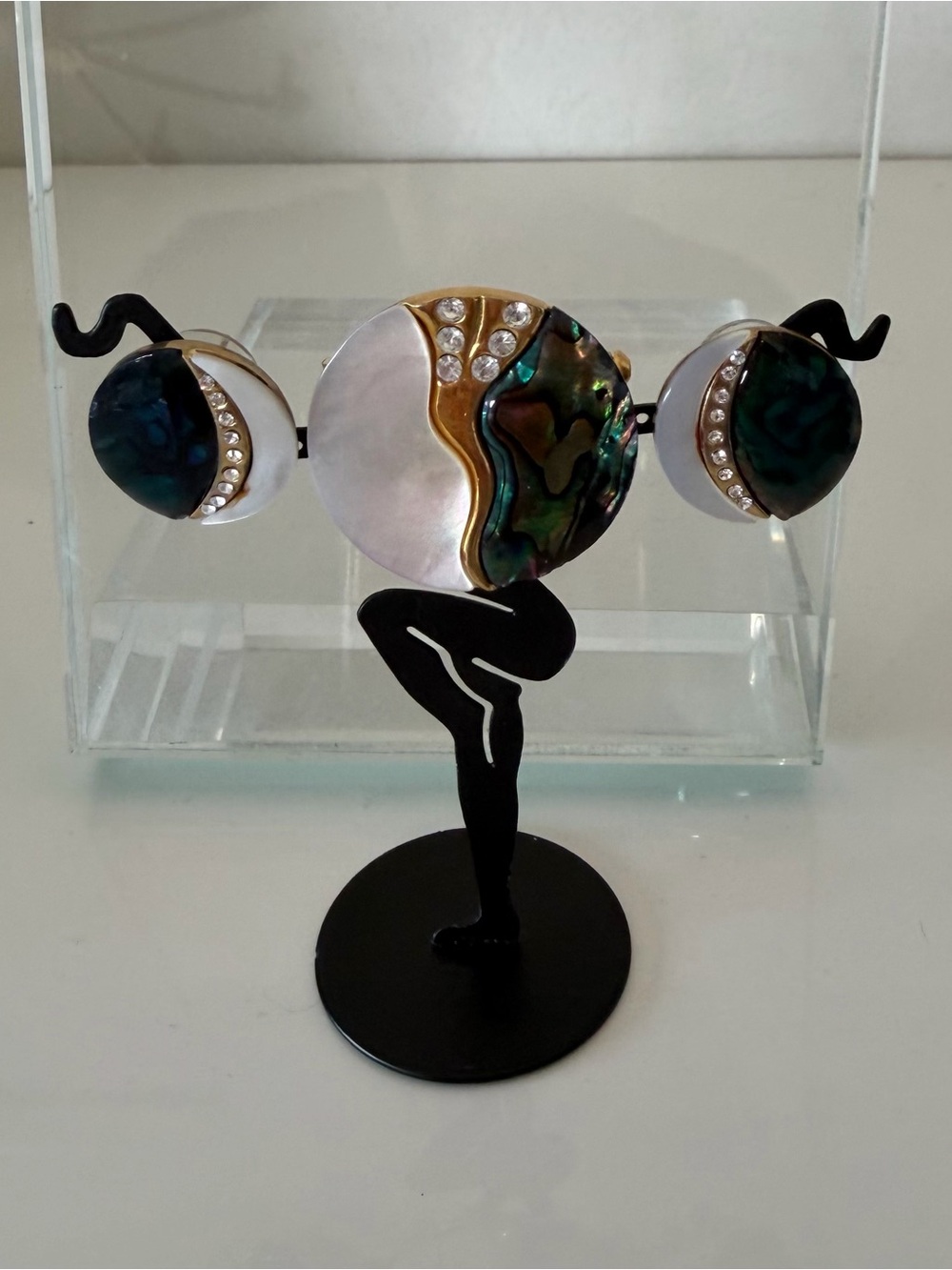 Mother of Pearl and abalone Pin and Earrings